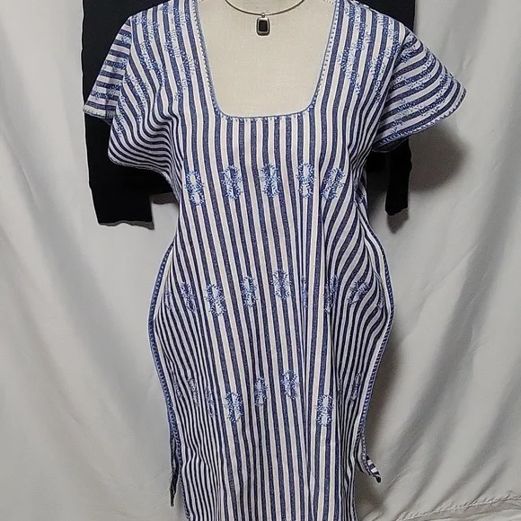Tuckernuck Blue Striped Mini Sullivan Cover-up Dress - Picture 8 of 9